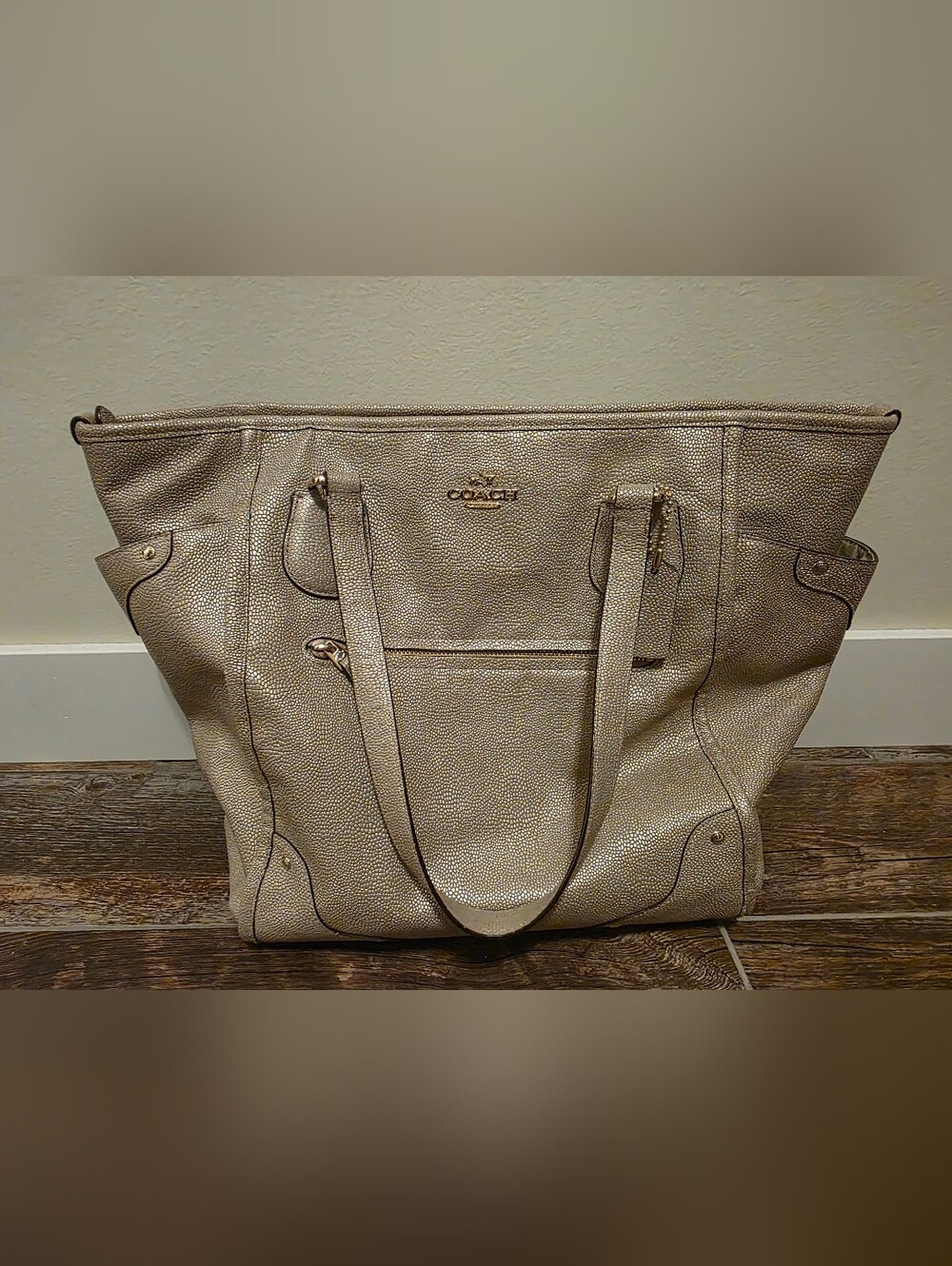 Coach Pebbled Champagne Shoulder Purse/Tote